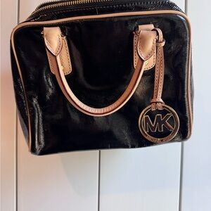 Michael Kors Black and Cream Bag with Gold Hardware